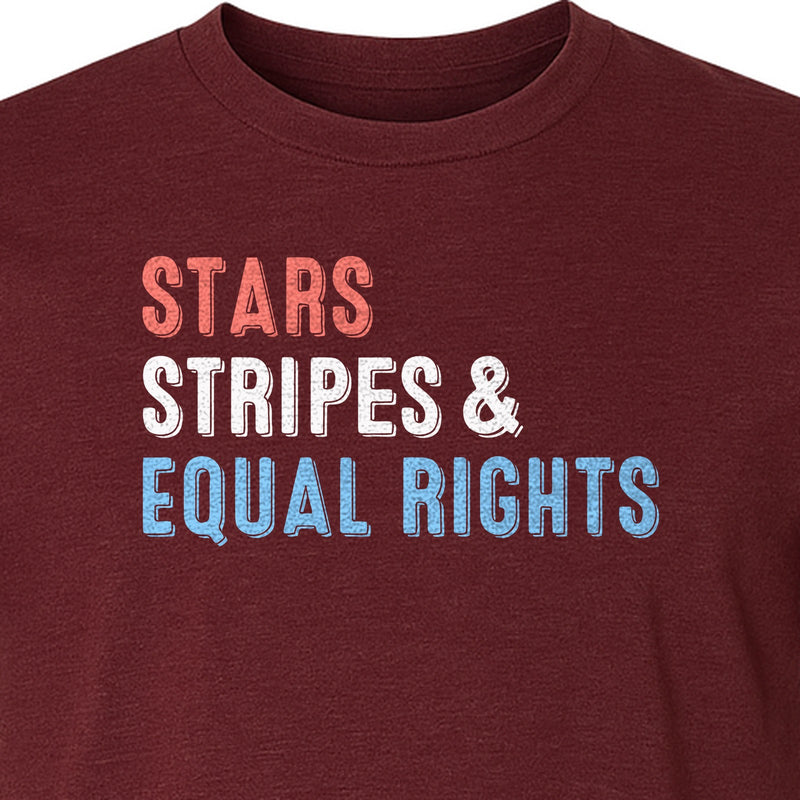 Equal Rights T-Shirt, Stars and Stripes Patriotic Statement Design for Rallies and Independence Day