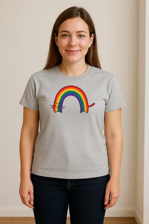 Rainbow Cat Pride T-Shirt, LGBTQ Pet Parent Design for Queer Community Celebrations
