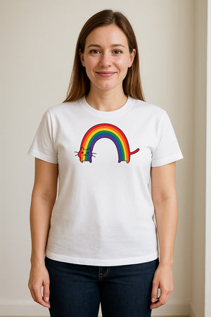 Rainbow Cat Pride T-Shirt, LGBTQ Pet Parent Design for Queer Community Celebrations