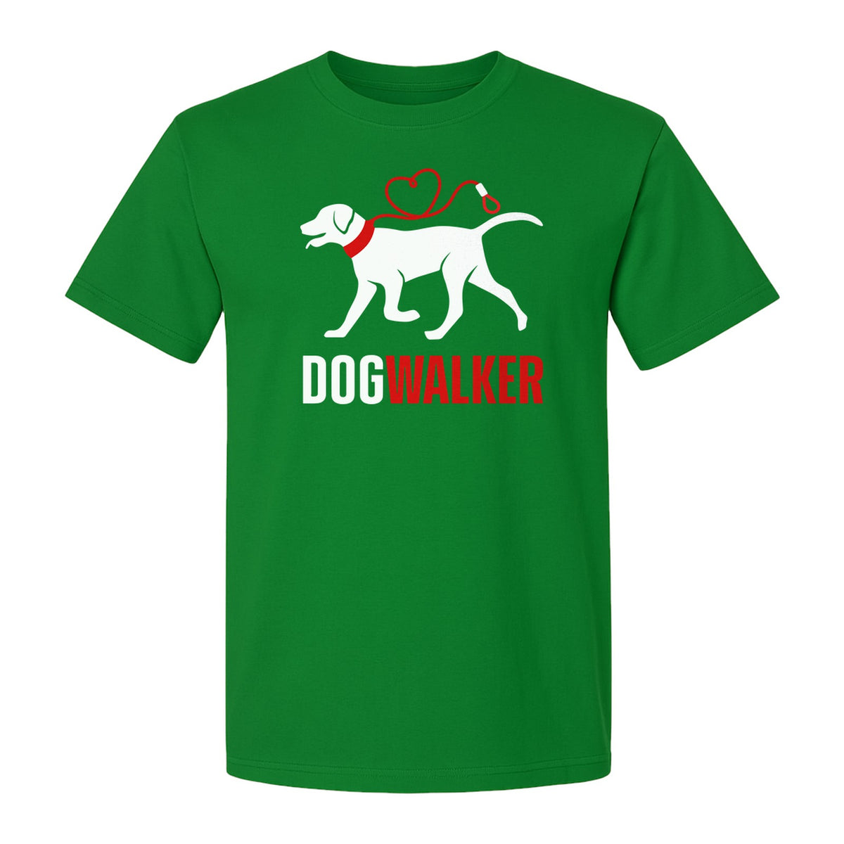 Dog Walker T-Shirt, Walking Pup with Heart Leash Graphic for Pet Sitters and Canine Fans