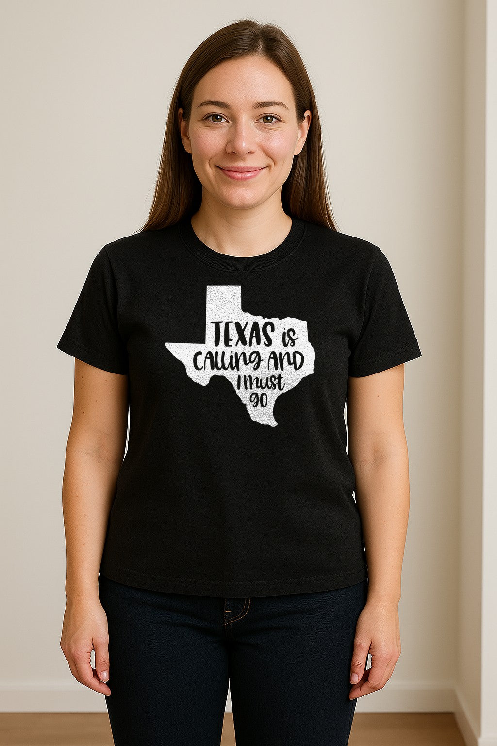Texas Is Calling and I Must Go T-Shirt, State Outline Travel Graphic for Lone Star Road Trips