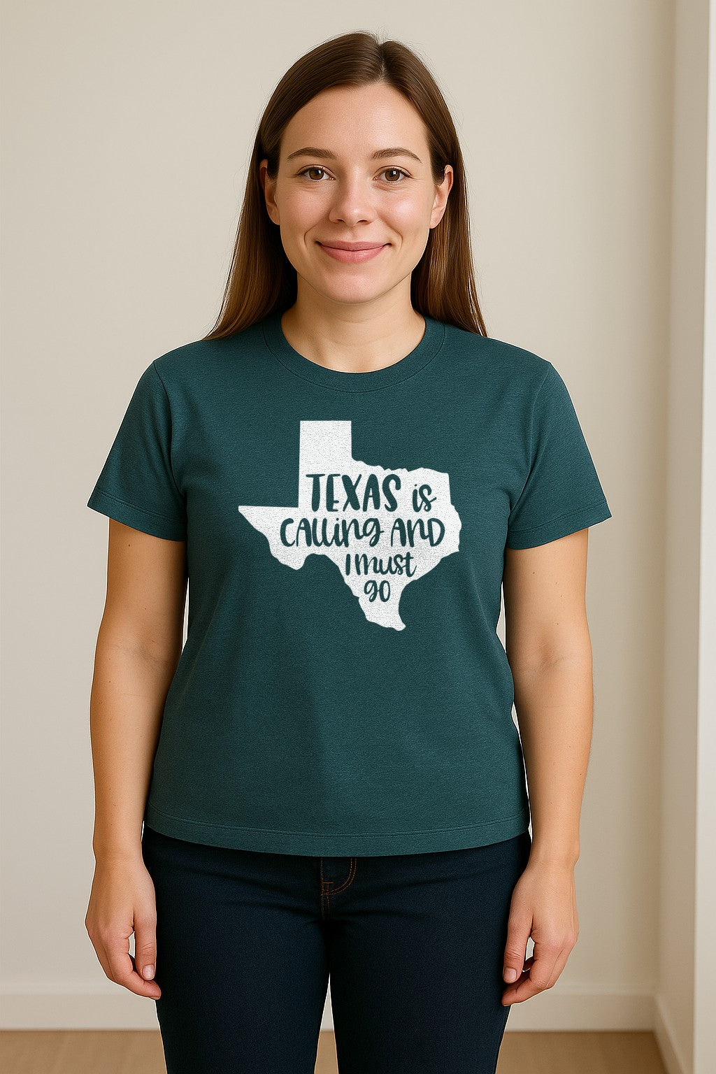 Texas Is Calling and I Must Go T-Shirt, State Outline Travel Graphic for Lone Star Road Trips