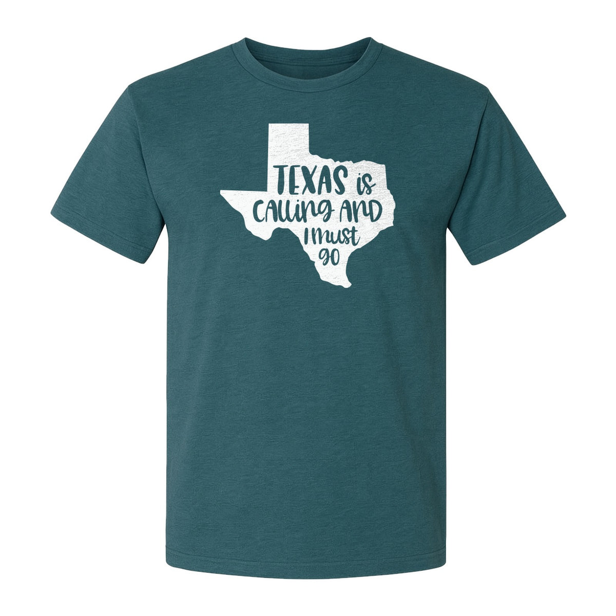Texas Is Calling and I Must Go T-Shirt, State Outline Travel Graphic for Lone Star Road Trips