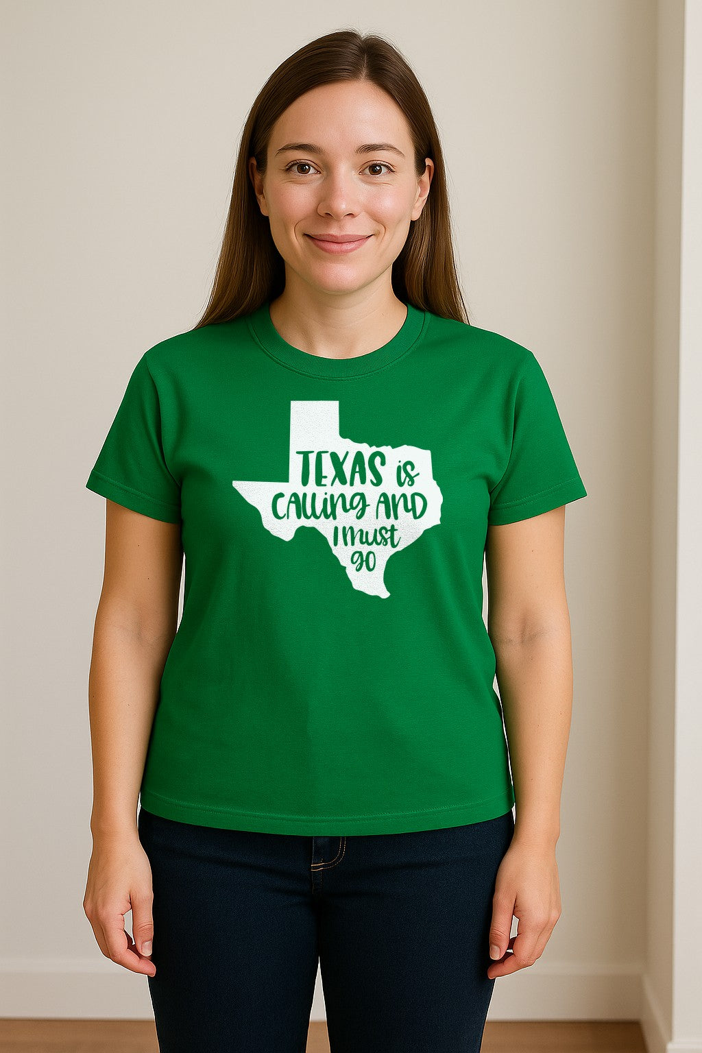 Texas Is Calling and I Must Go T-Shirt, State Outline Travel Graphic for Lone Star Road Trips
