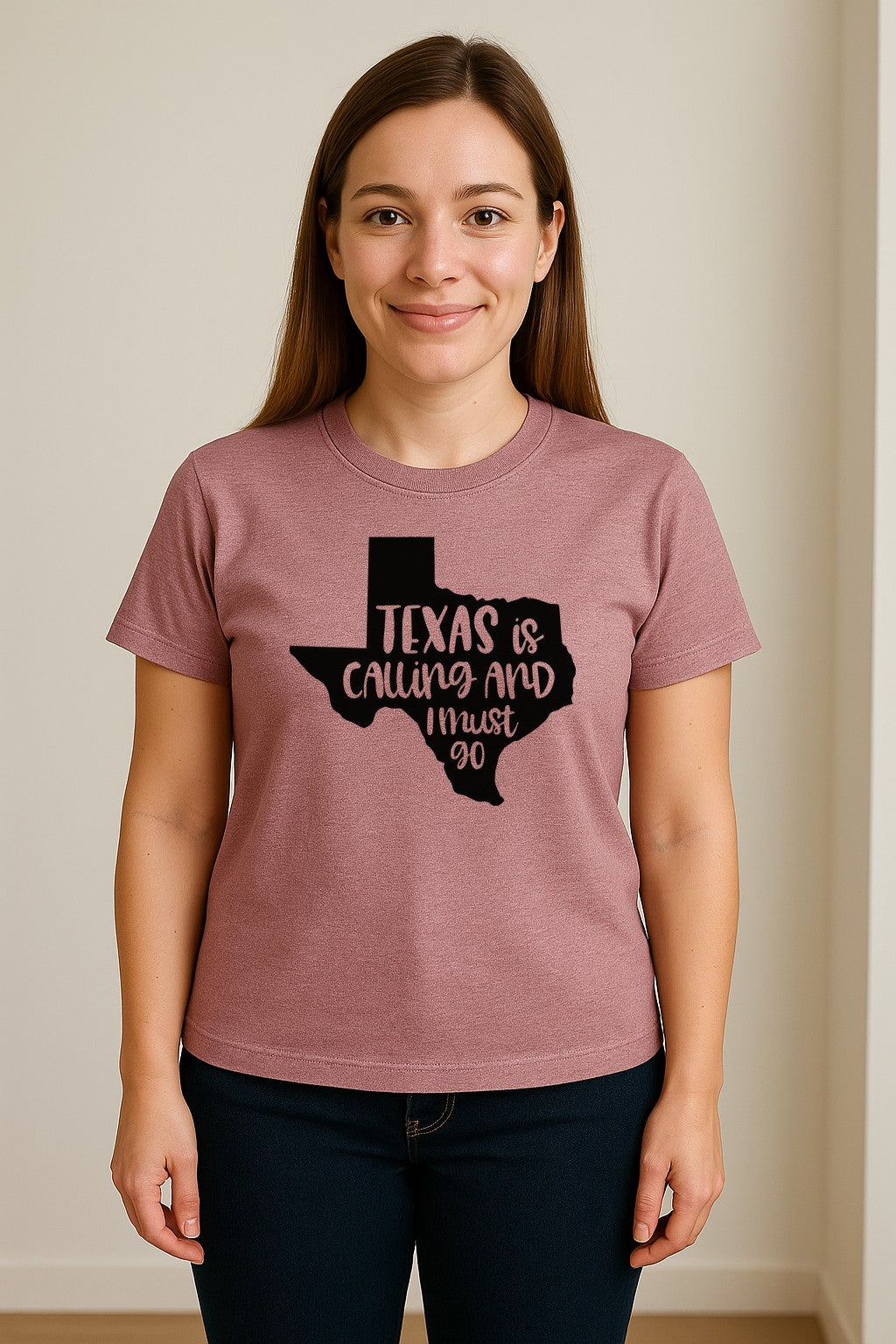 Texas Is Calling and I Must Go T-Shirt, State Outline Travel Graphic for Lone Star Road Trips