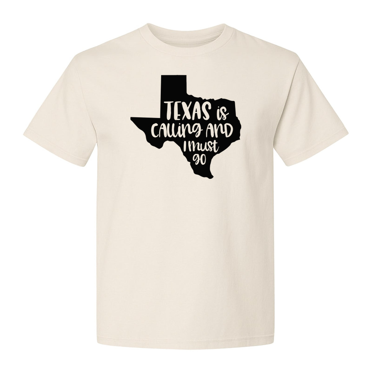 Texas Is Calling and I Must Go T-Shirt, State Outline Travel Graphic for Lone Star Road Trips