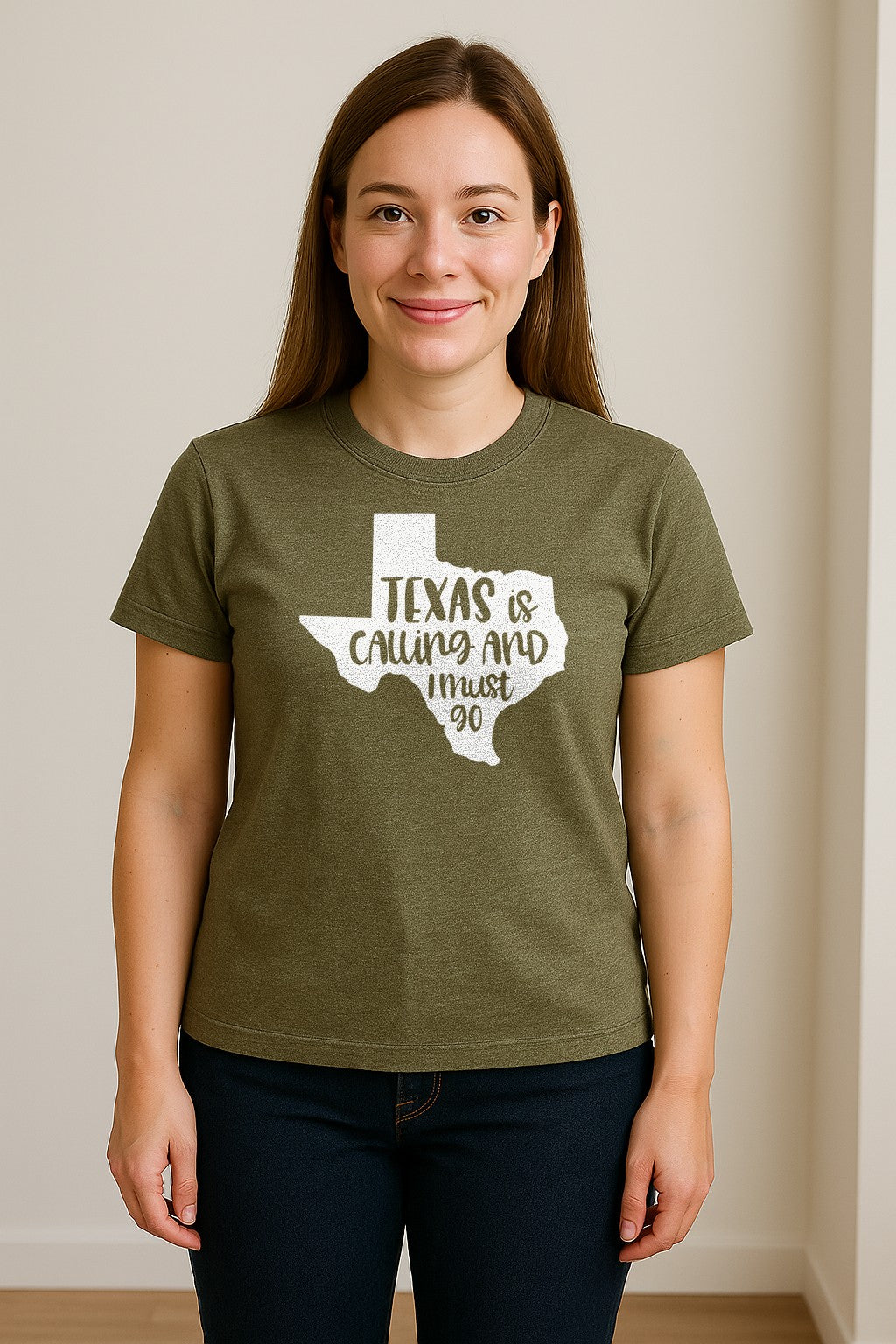 Texas Is Calling and I Must Go T-Shirt, State Outline Travel Graphic for Lone Star Road Trips