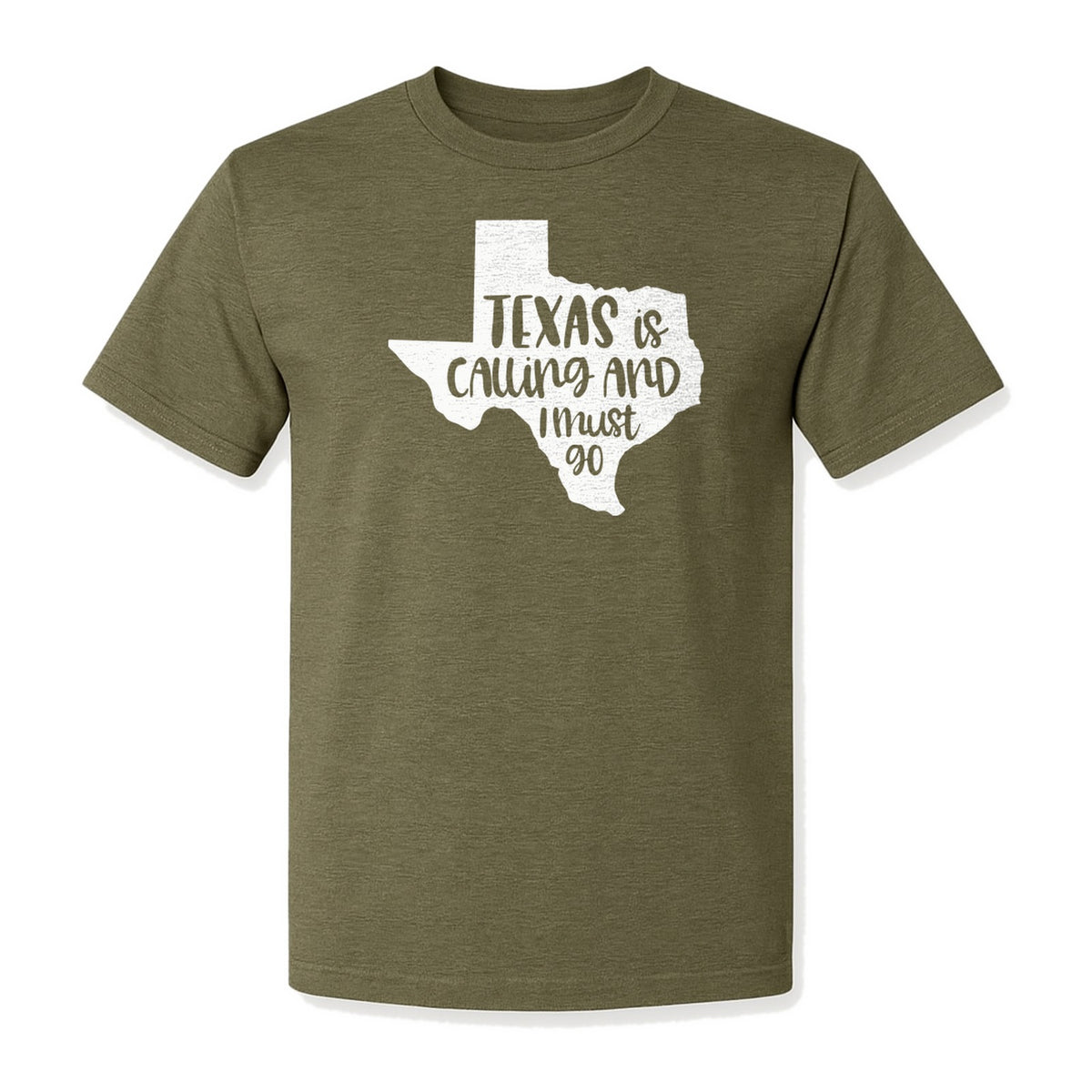 Texas Is Calling and I Must Go T-Shirt, State Outline Travel Graphic for Lone Star Road Trips