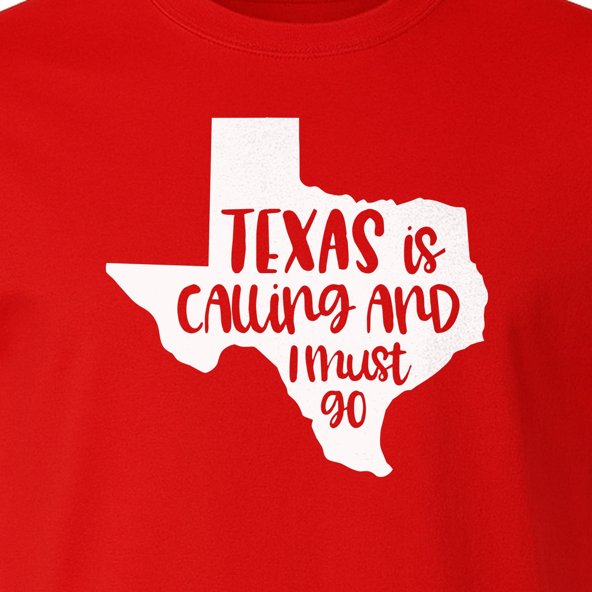 Texas Is Calling and I Must Go T-Shirt, State Outline Travel Graphic for Lone Star Road Trips