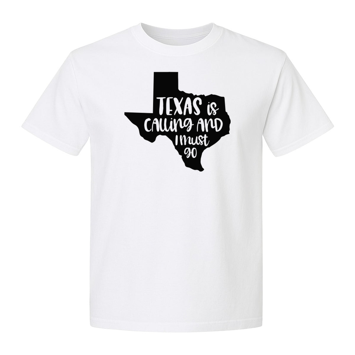 Texas Is Calling and I Must Go T-Shirt, State Outline Travel Graphic for Lone Star Road Trips