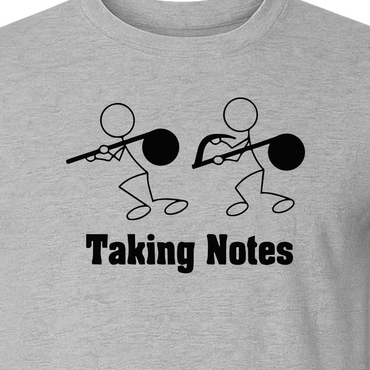 Music T-Shirt, Taking Notes Stick Figure Instrument Design for Musicians and Teachers
