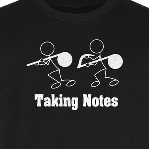 Music T-Shirt, Taking Notes Stick Figure Instrument Design for Musicians and Teachers
