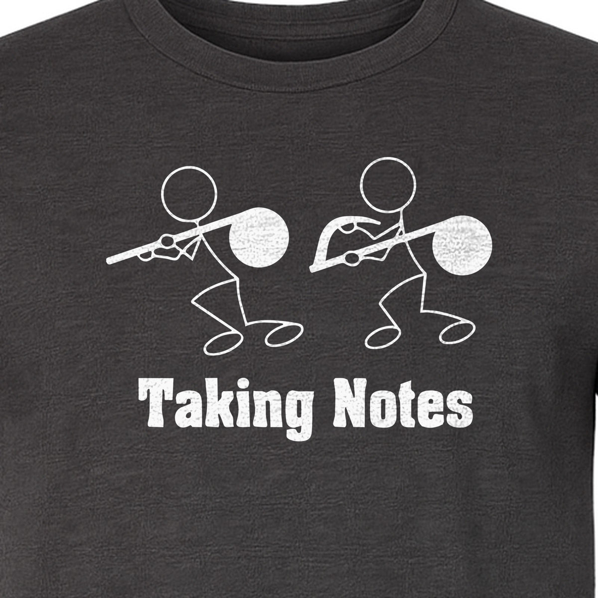 Music T-Shirt, Taking Notes Stick Figure Instrument Design for Musicians and Teachers