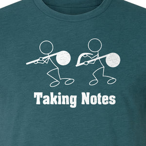 Music T-Shirt, Taking Notes Stick Figure Instrument Design for Musicians and Teachers