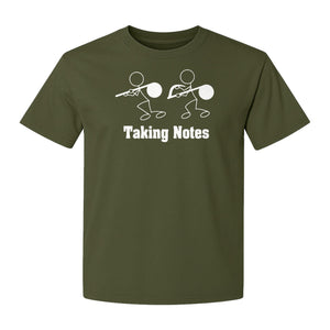 Music T-Shirt, Taking Notes Stick Figure Instrument Design for Musicians and Teachers