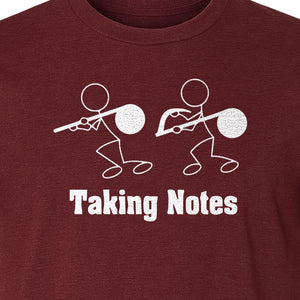 Music T-Shirt, Taking Notes Stick Figure Instrument Design for Musicians and Teachers