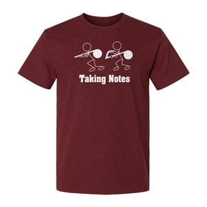 Music T-Shirt, Taking Notes Stick Figure Instrument Design for Musicians and Teachers
