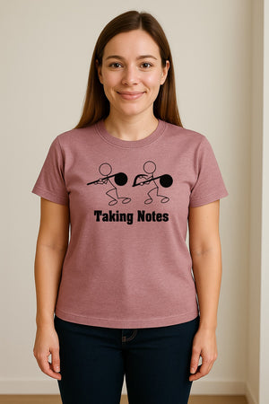 Music T-Shirt, Taking Notes Stick Figure Instrument Design for Musicians and Teachers