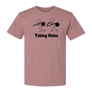 Music T-Shirt, Taking Notes Stick Figure Instrument Design for Musicians and Teachers