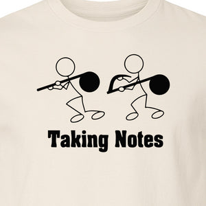 Music T-Shirt, Taking Notes Stick Figure Instrument Design for Musicians and Teachers
