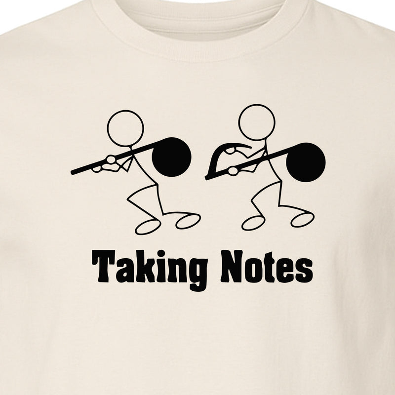 Music T-Shirt, Taking Notes Stick Figure Instrument Design for Musicians and Teachers