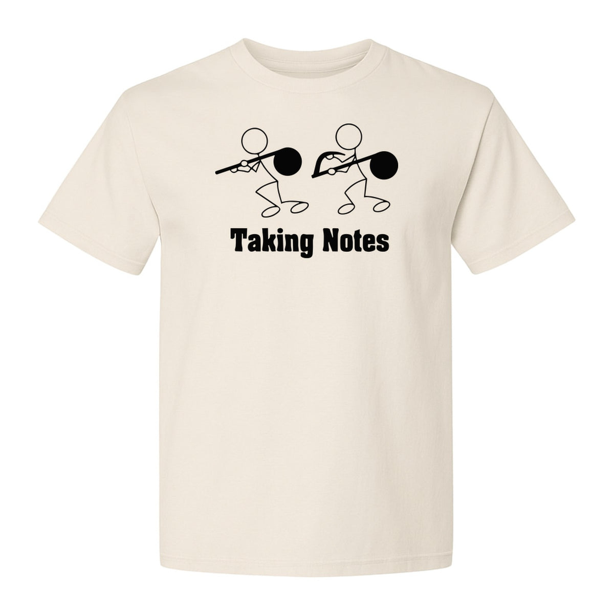Music T-Shirt, Taking Notes Stick Figure Instrument Design for Musicians and Teachers
