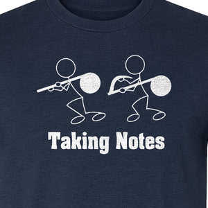 Music T-Shirt, Taking Notes Stick Figure Instrument Design for Musicians and Teachers