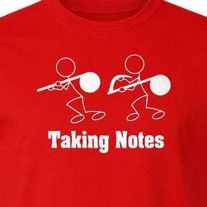 Music T-Shirt, Taking Notes Stick Figure Instrument Design for Musicians and Teachers