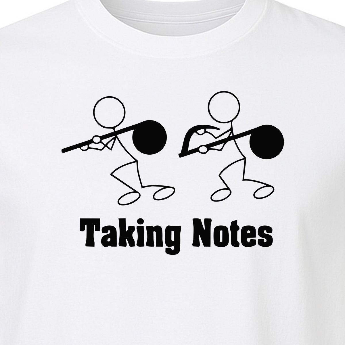 Music T-Shirt, Taking Notes Stick Figure Instrument Design for Musicians and Teachers