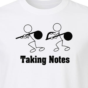 Music T-Shirt, Taking Notes Stick Figure Instrument Design for Musicians and Teachers