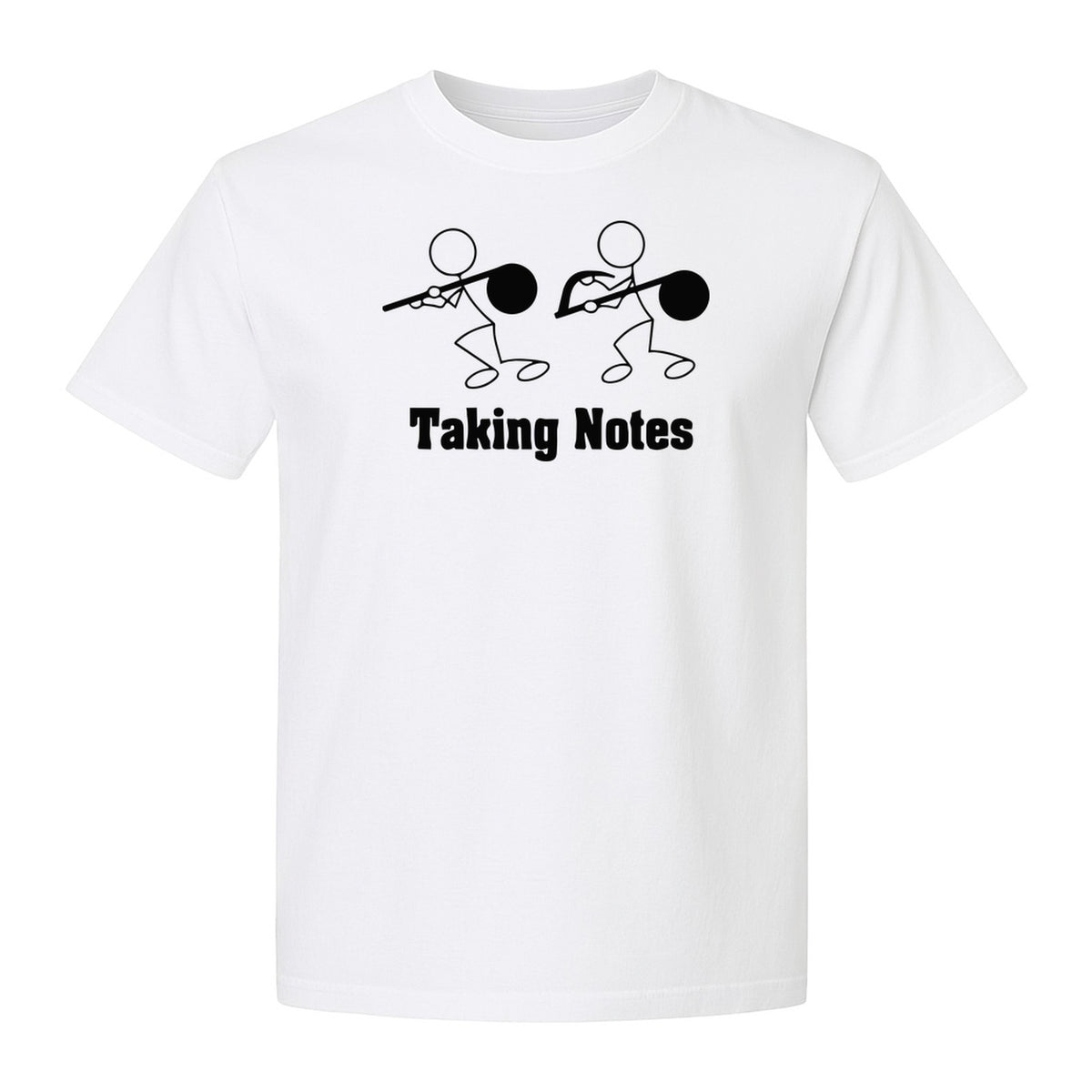 Music T-Shirt, Taking Notes Stick Figure Instrument Design for Musicians and Teachers