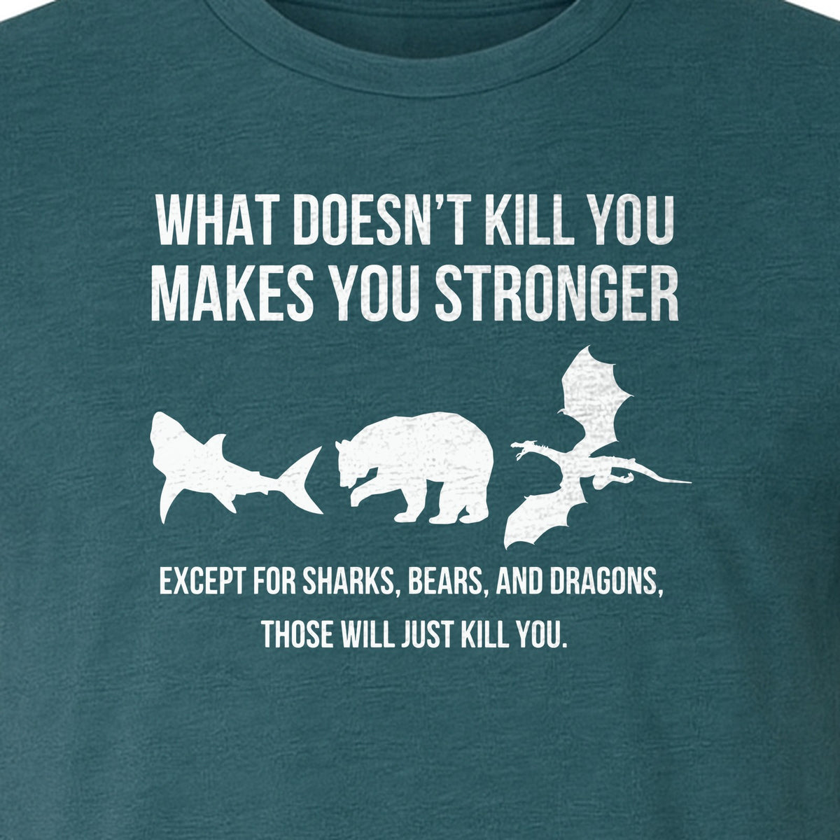 Shark Bear Dragon T-Shirt, What Doesn't Kill You Sarcastic Survival Humor Graphic