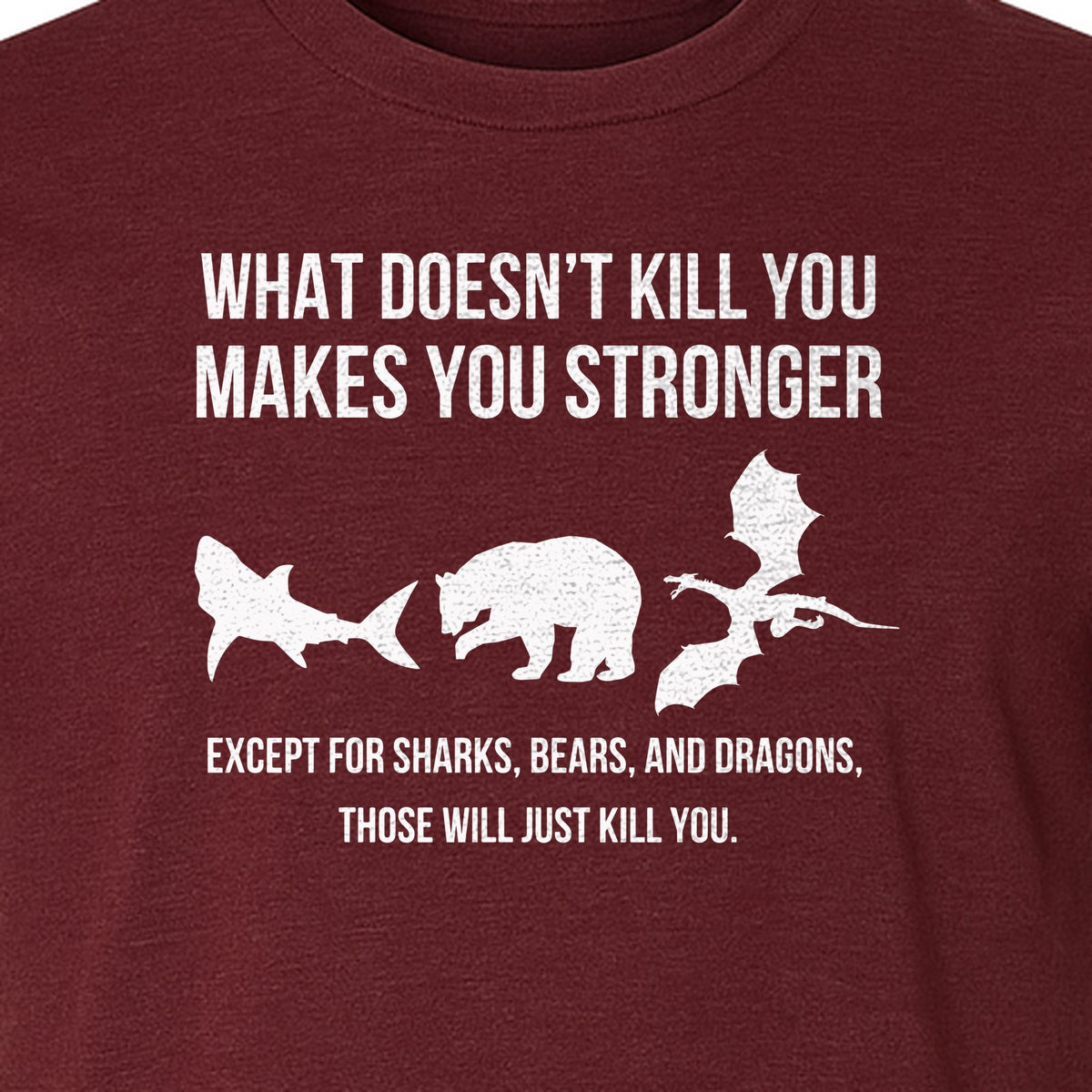 Shark Bear Dragon T-Shirt, What Doesn't Kill You Sarcastic Survival Humor Graphic