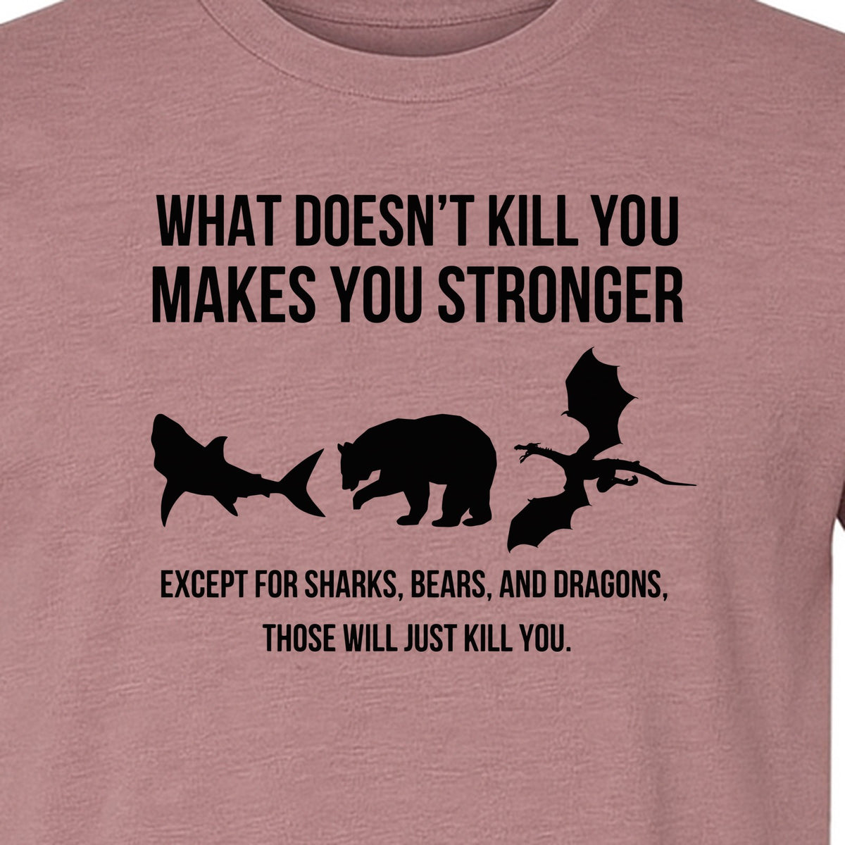 Shark Bear Dragon T-Shirt, What Doesn't Kill You Sarcastic Survival Humor Graphic
