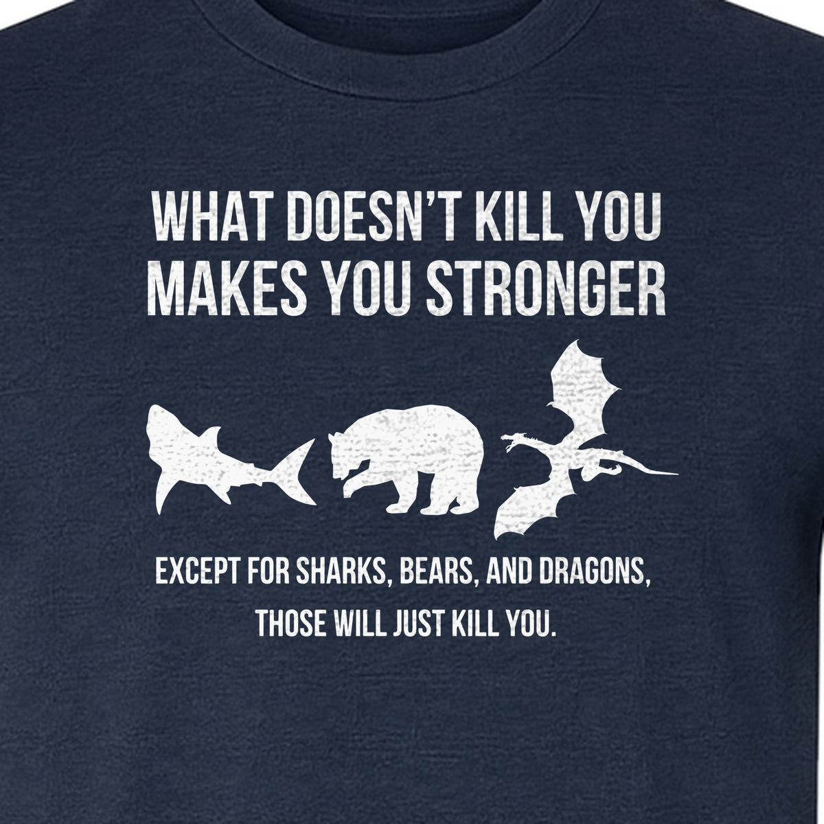 Shark Bear Dragon T-Shirt, What Doesn't Kill You Sarcastic Survival Humor Graphic