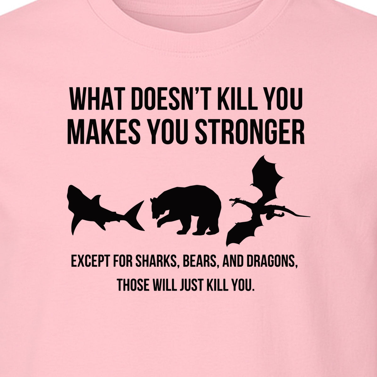 Shark Bear Dragon T-Shirt, What Doesn't Kill You Sarcastic Survival Humor Graphic