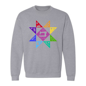 Quilting Sweatshirt, Rainbow Star Sewing Machine Design for Quilters and Craft Lovers