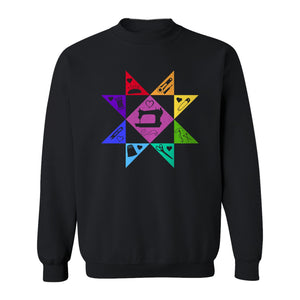 Quilting Sweatshirt, Rainbow Star Sewing Machine Design for Quilters and Craft Lovers