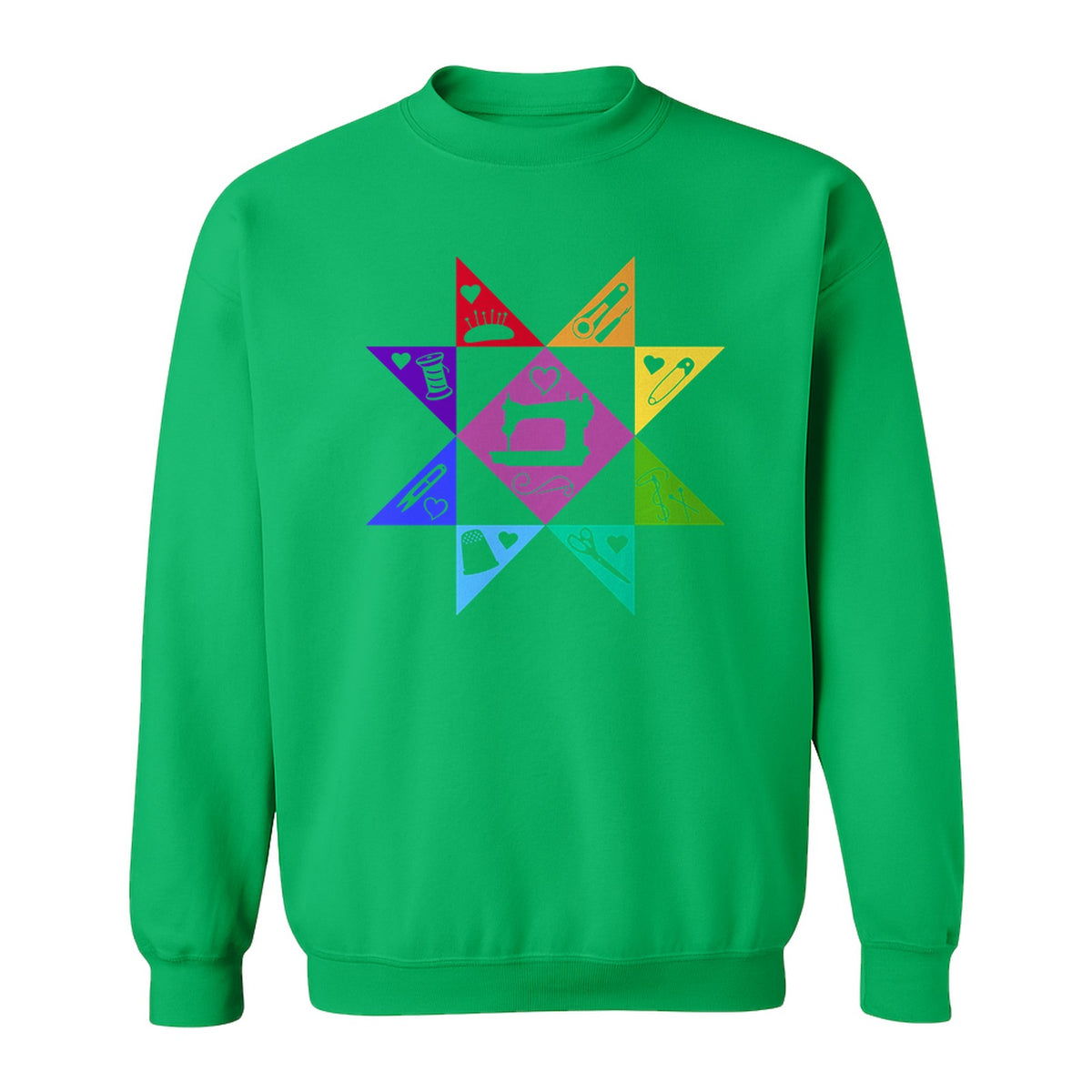 Quilting Sweatshirt, Rainbow Star Sewing Machine Design for Quilters and Craft Lovers