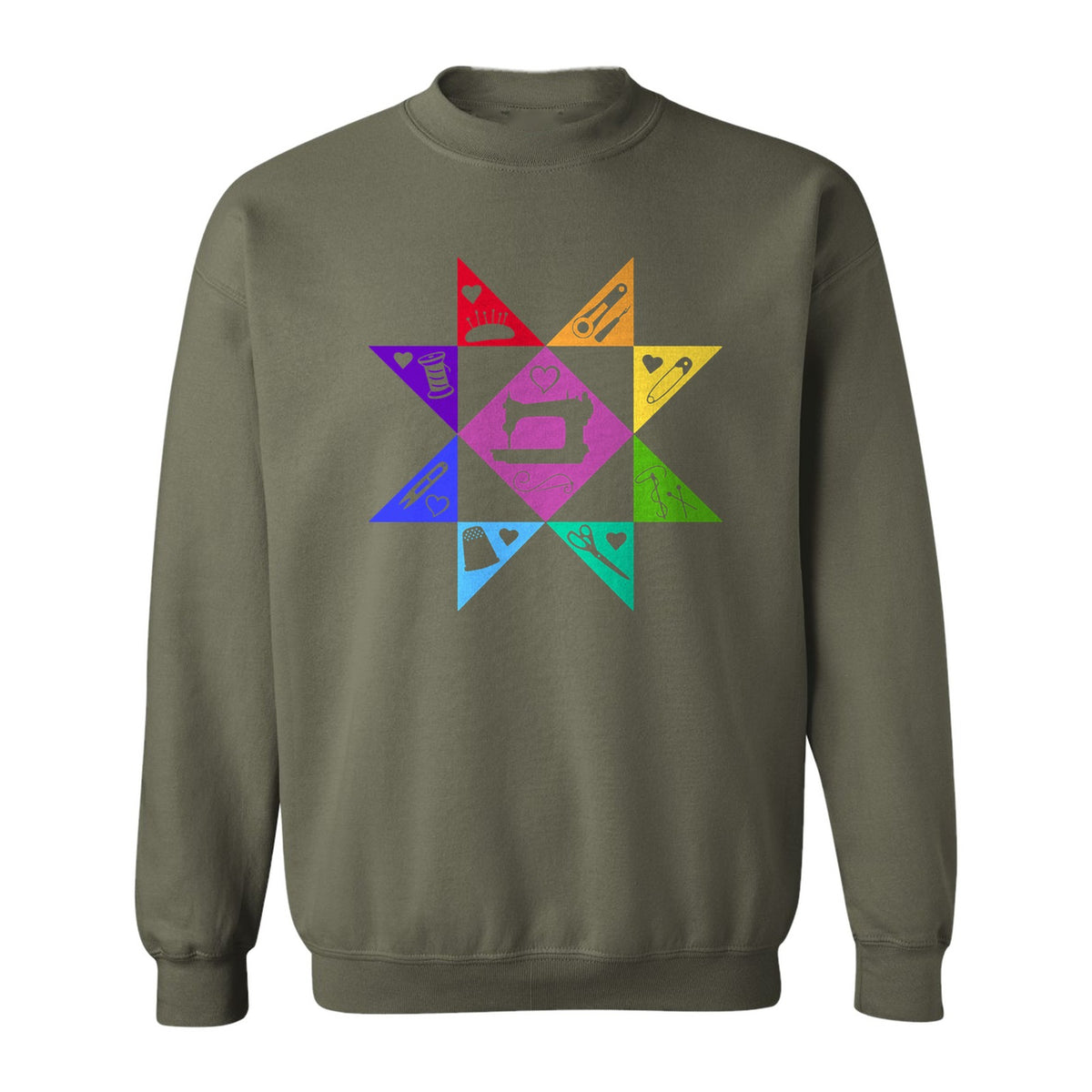 Quilting Sweatshirt, Rainbow Star Sewing Machine Design for Quilters and Craft Lovers