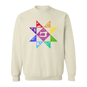Quilting Sweatshirt, Rainbow Star Sewing Machine Design for Quilters and Craft Lovers