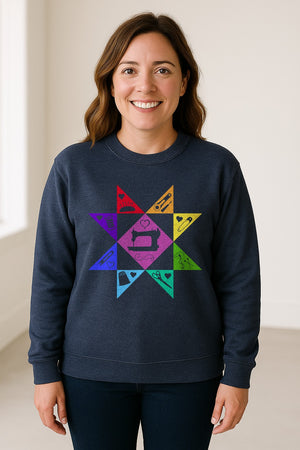 Quilting Sweatshirt, Rainbow Star Sewing Machine Design for Quilters and Craft Lovers