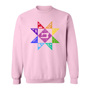 Quilting Sweatshirt, Rainbow Star Sewing Machine Design for Quilters and Craft Lovers