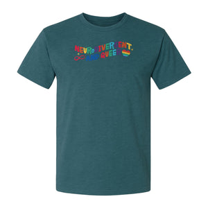 Neurodivergent and Queer T-Shirt, Rainbow Heart Infinity Symbol Pride Awareness Graphic