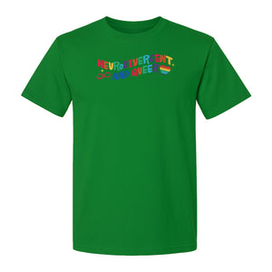 Neurodivergent and Queer T-Shirt, Rainbow Heart Infinity Symbol Pride Awareness Graphic
