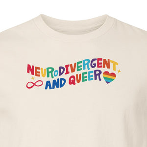 Neurodivergent and Queer T-Shirt, Rainbow Heart Infinity Symbol Pride Awareness Graphic