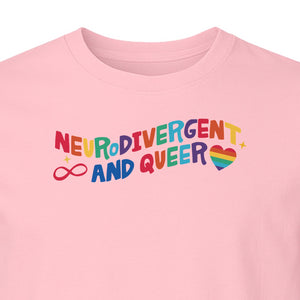 Neurodivergent and Queer T-Shirt, Rainbow Heart Infinity Symbol Pride Awareness Graphic