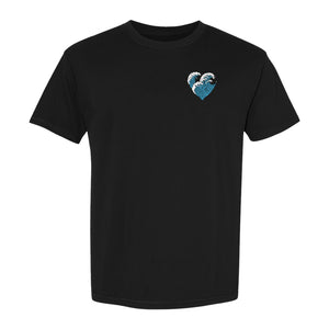 Ocean Wave Heart T-Shirt, Minimal Beach Graphic for Surf Lovers and Summer Vacations