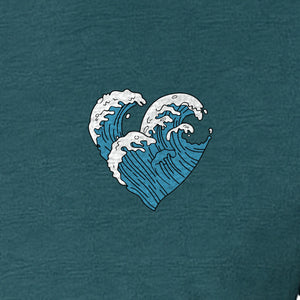 Ocean Wave Heart T-Shirt, Minimal Beach Graphic for Surf Lovers and Summer Vacations