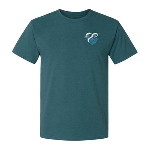 Ocean Wave Heart T-Shirt, Minimal Beach Graphic for Surf Lovers and Summer Vacations
